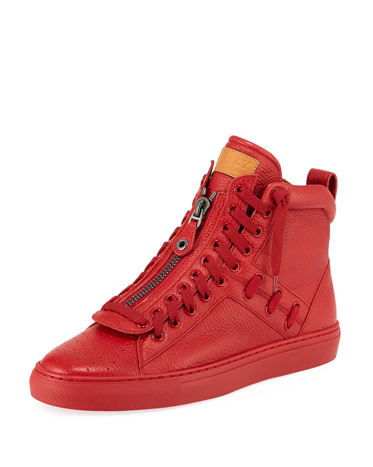 Bally Men s Hekem Leather High Top Sneakers in Red for Men Lyst