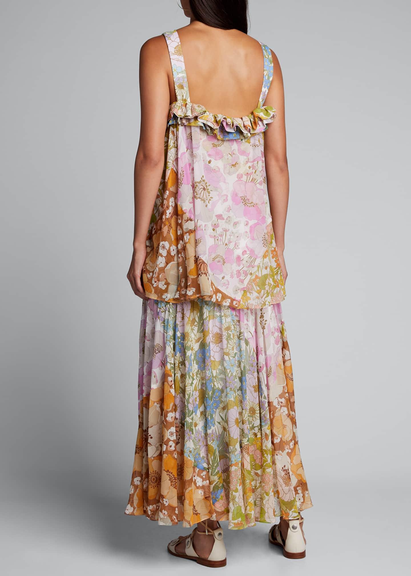 Zimmermann Super 8 Floral Tiered Silkblend Maxi Dress Lyst