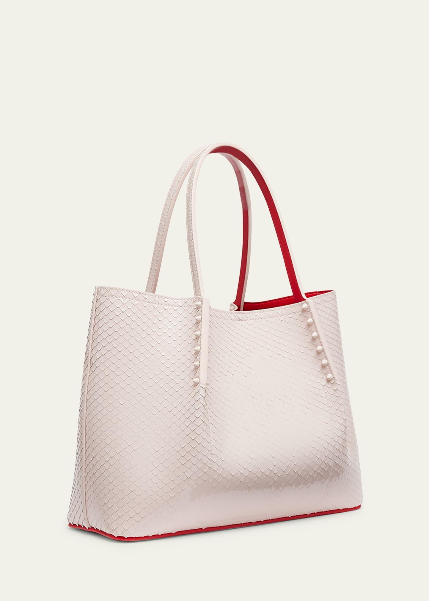 Cabarock large - Tote bag - Perforated calf leather Loubinthesky and spikes  - Leche - Christian Louboutin