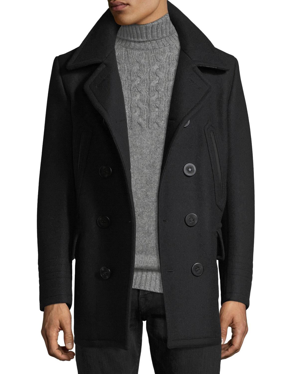Tom Ford Wool-blend Pea Coat in Black for Men - Lyst