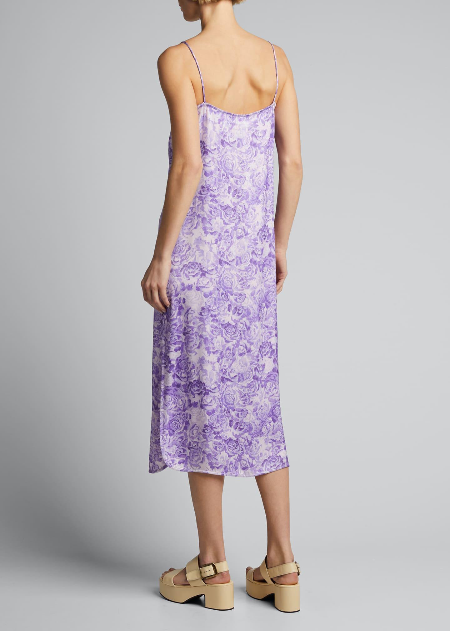 Ganni Floralprint Satin Slip Dress in Purple Pattern (Purple) Lyst