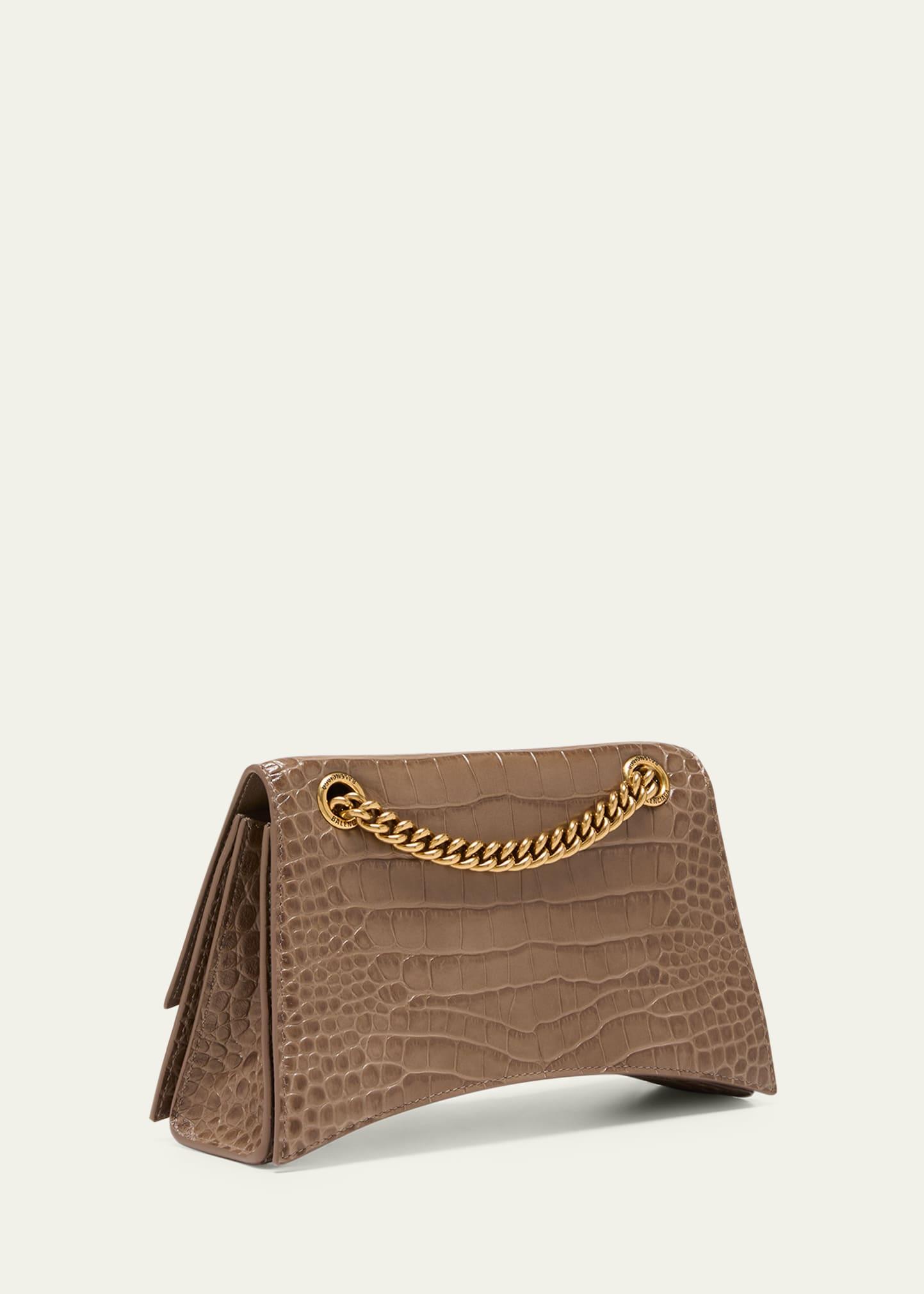 Crush Croc-Embossed Small Shoulder Bag