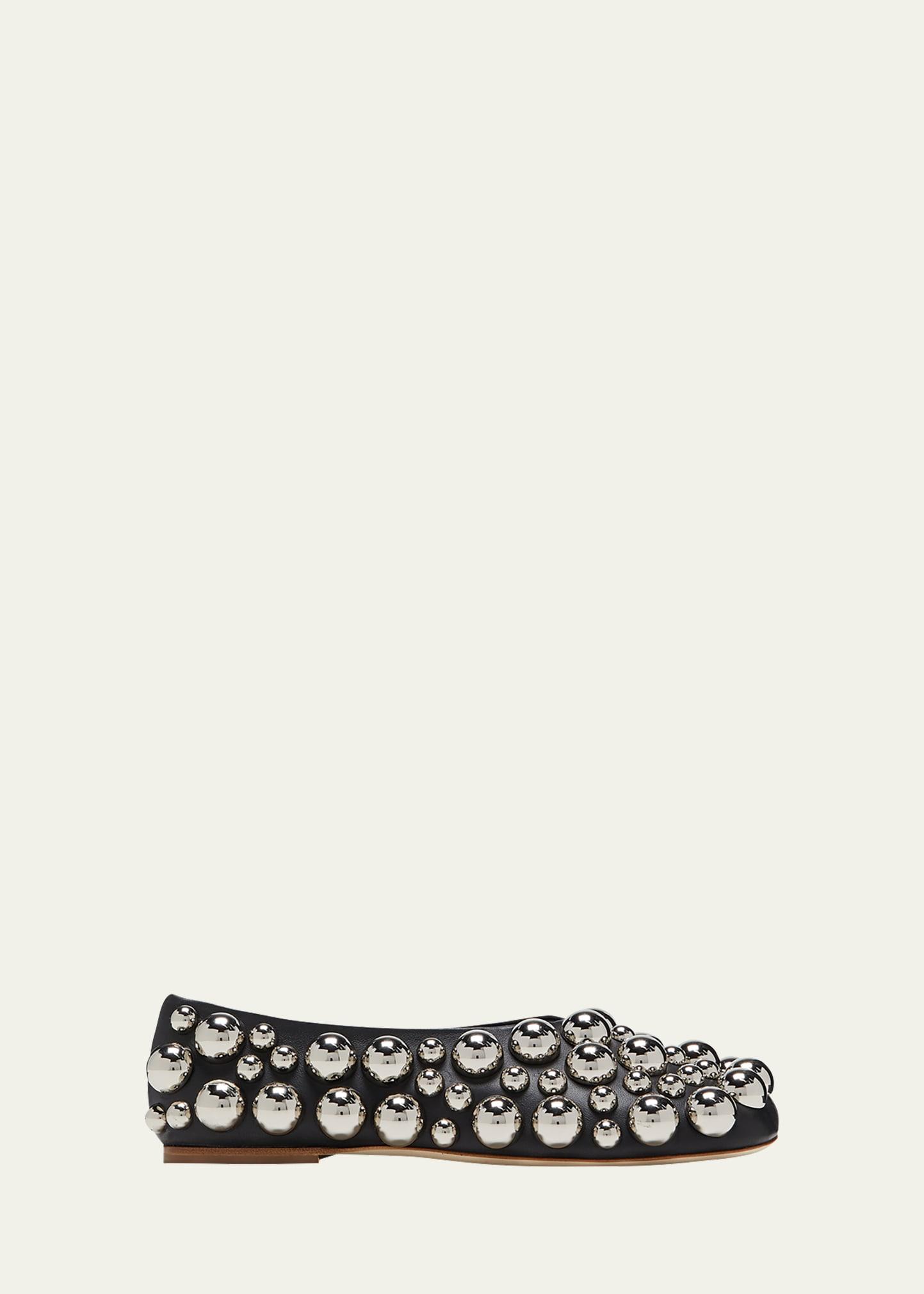 A.W.A.K.E. MODE Dora Two-tone Embellished Leather Ballet Flats in White |  Lyst