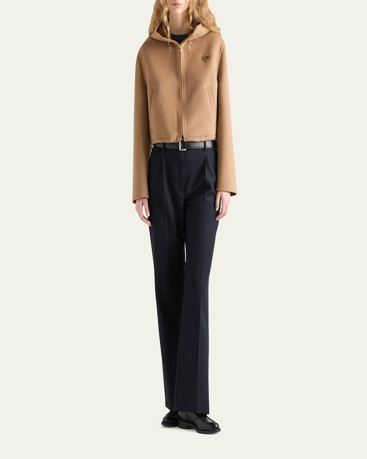 Prada Cashgora Hooded Jacket in Natural | Lyst