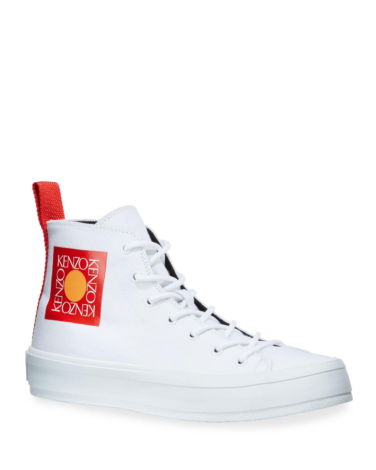 KENZO Men's Square Logo High-top Canvas Sneakers in White for Men - Lyst