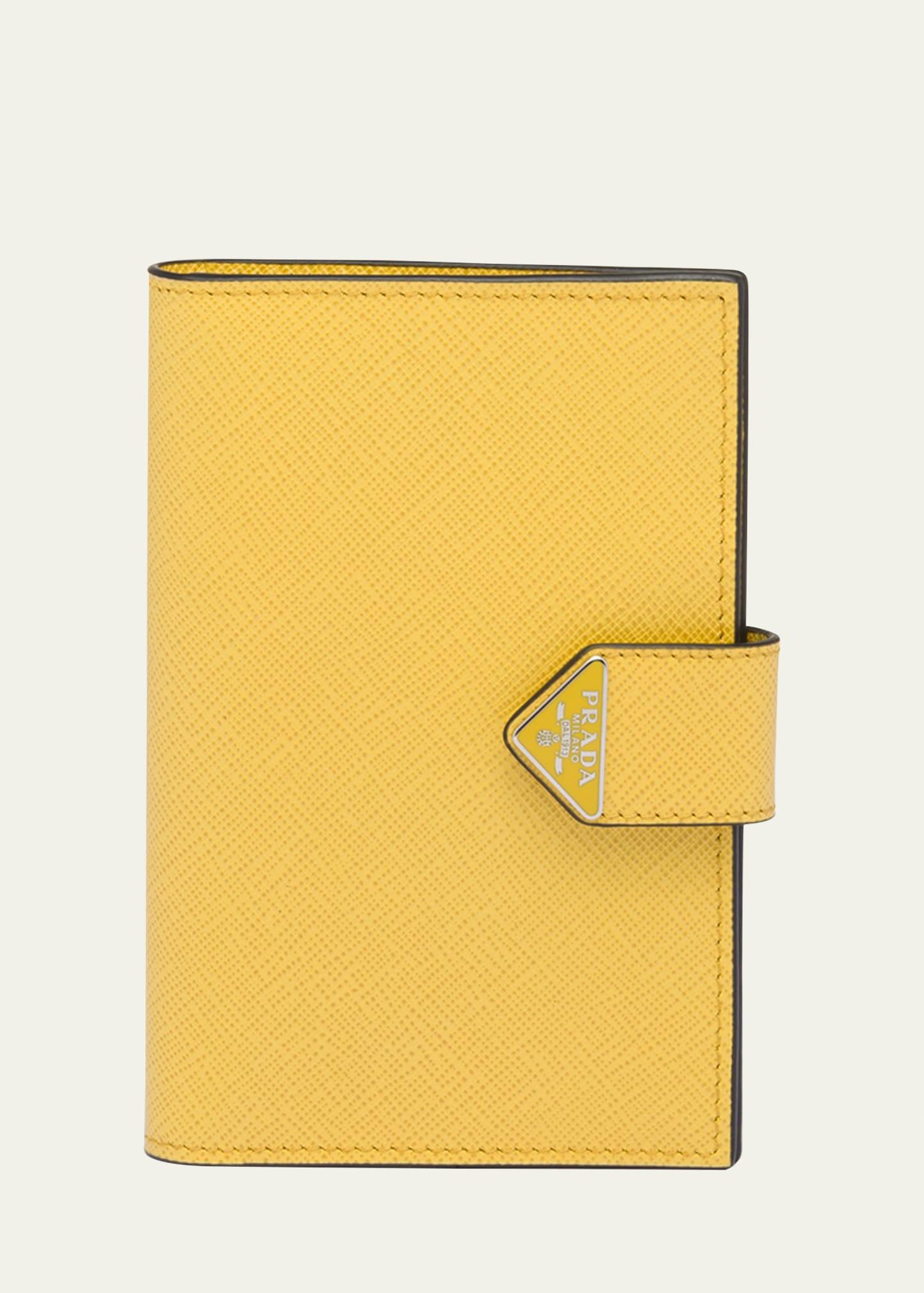 Prada Saffiano Leather Snap Passport Holder in Yellow for Men | Lyst
