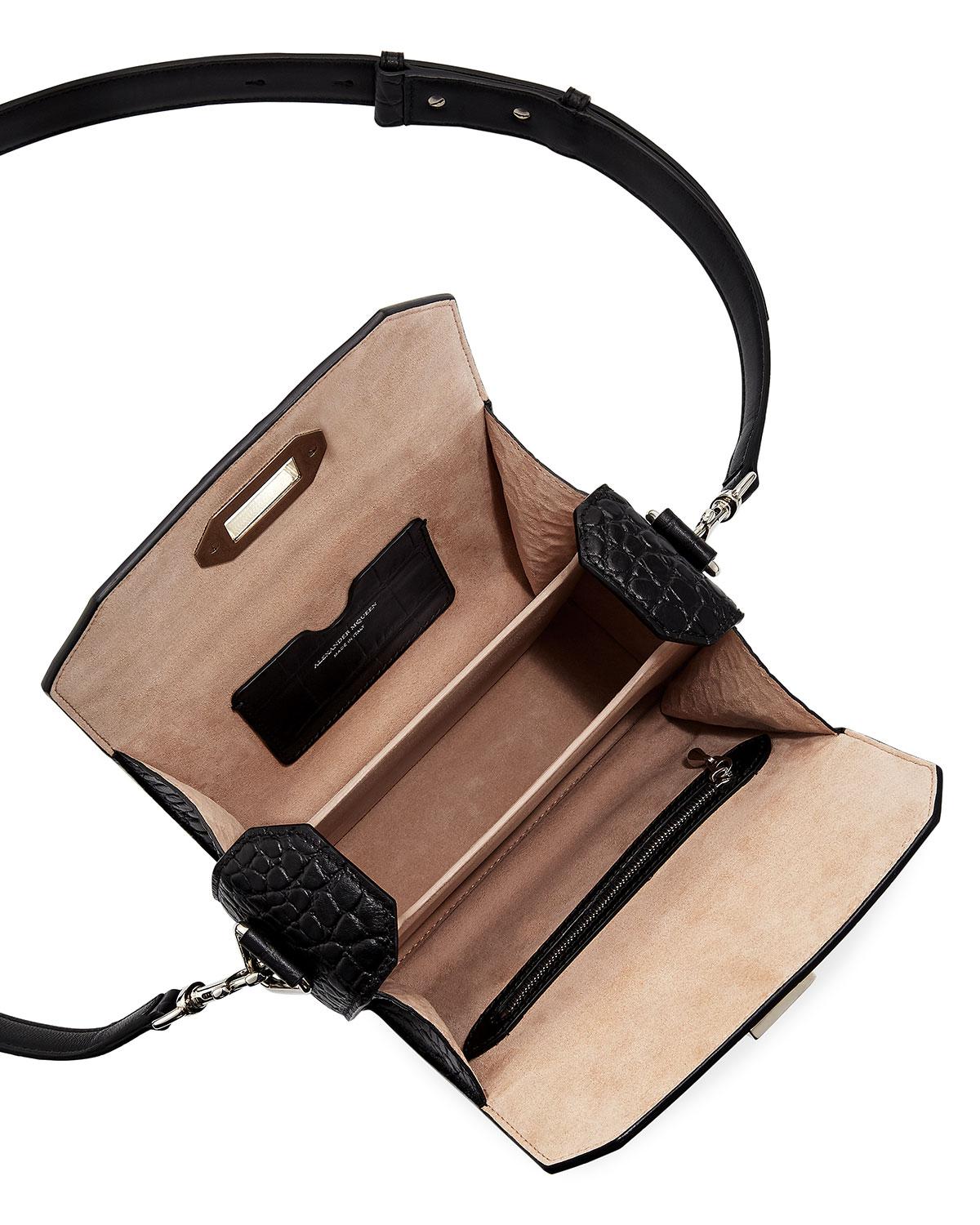 Alexander McQueen Leather Box 19 Crocodileembossed Crossbody Bag in