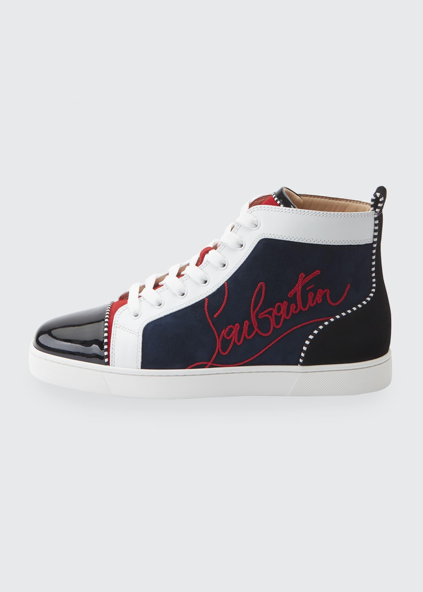 navy louboutin trainers