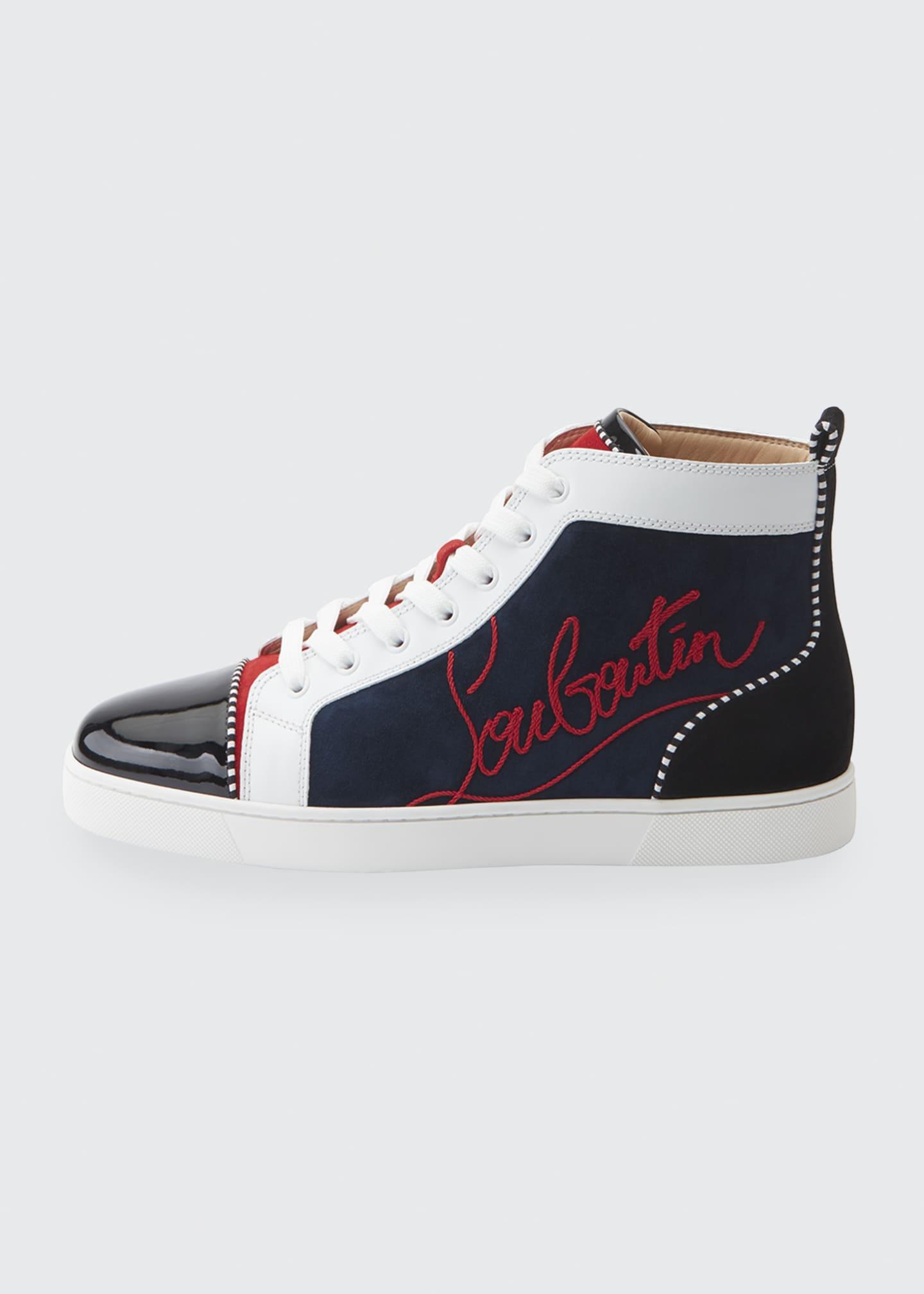 Christian Louboutin Leather Navy Louis Flat Pat/vv/clf/vv brode/gg in ...