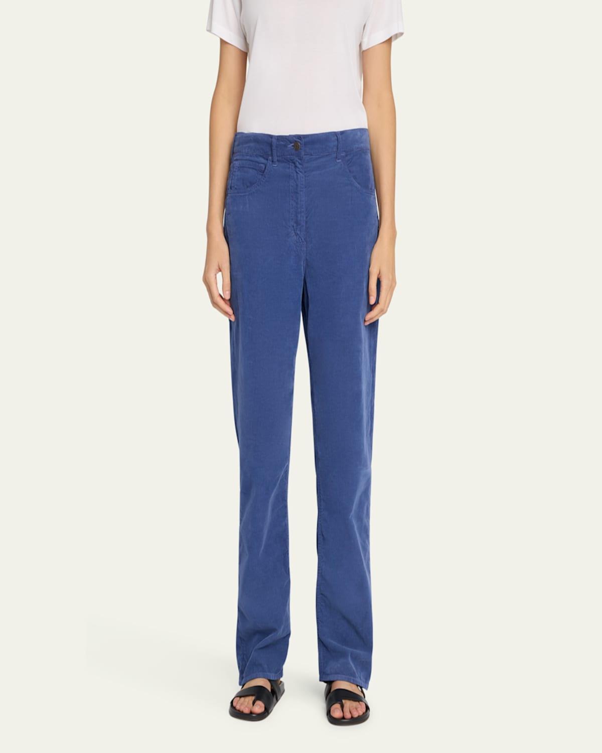 パンツ THE ROW Women Straight Pants 6525W3809 Blue Tarley Pant Blue in Corduroy – The Row