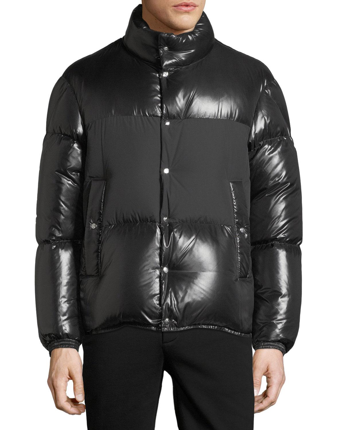 Moncler Aynard Shiny Puffer Jacket W/ Matte Center in Black for Men - Lyst