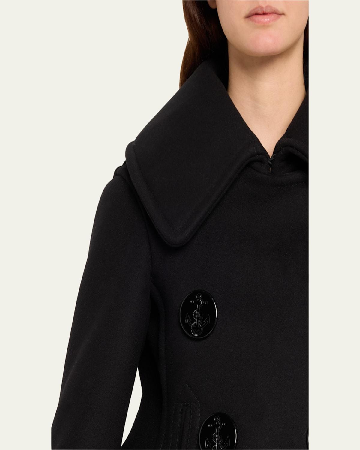 Marc Jacobs Double Breasted Cropped Wool Peacoat in Black Lyst