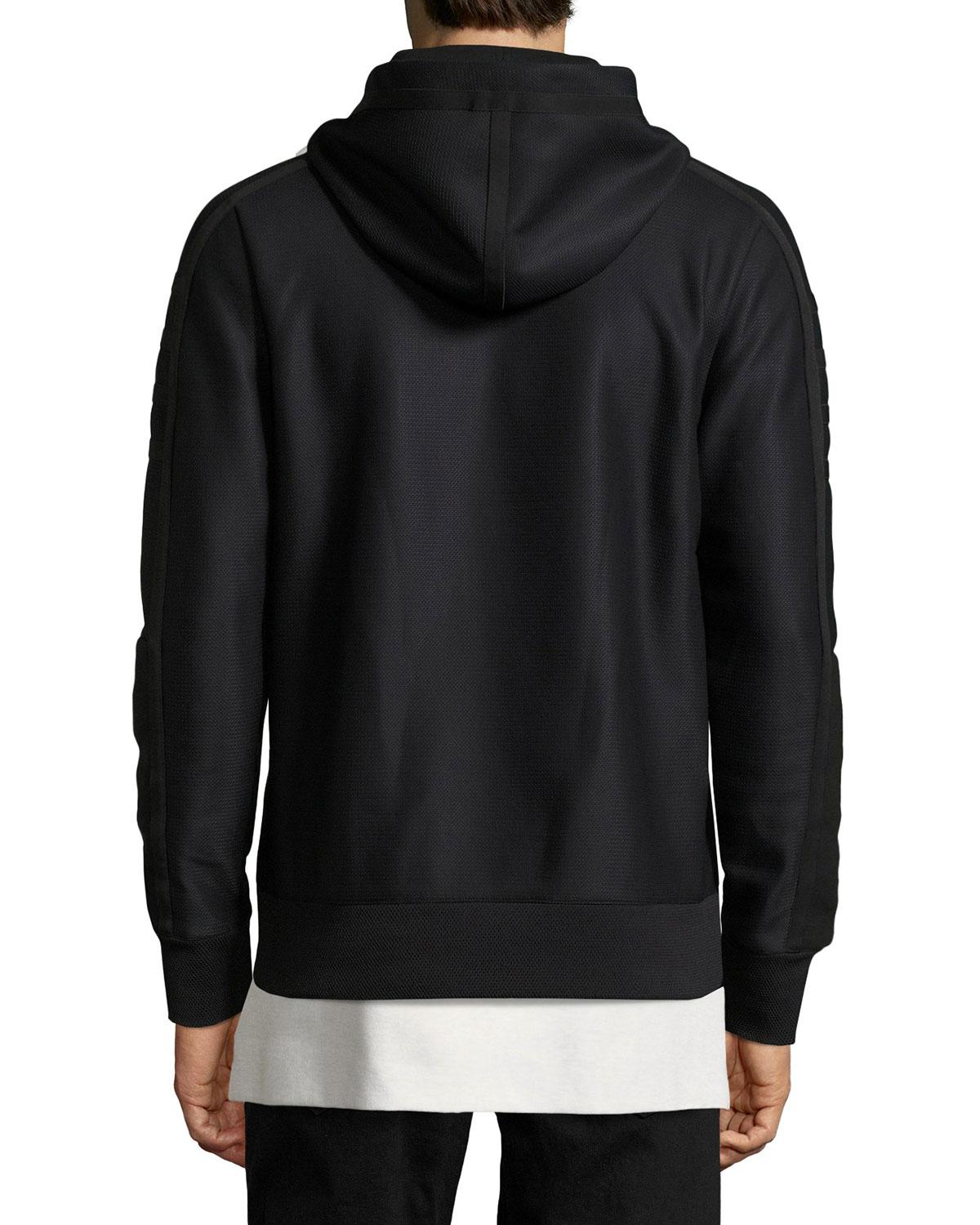 Download Helmut Lang Cotton Scuba-mesh Zip-front Hoodie in Black ...