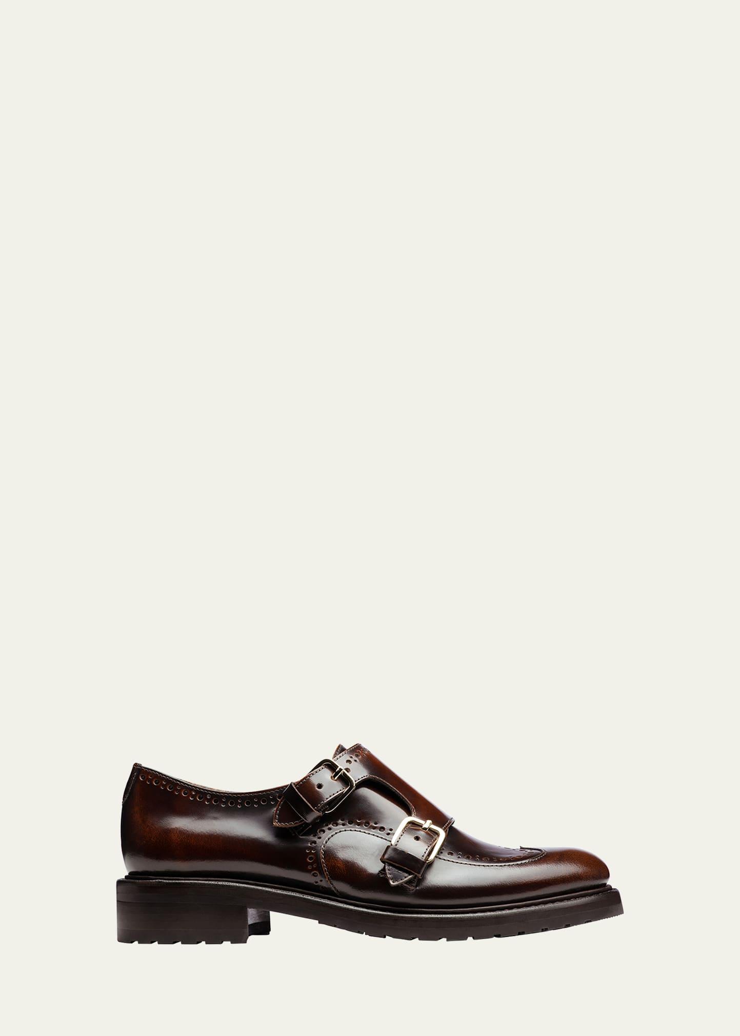 Office of Angela Scott/ Office of Us Monk 
Strap Green Check Oxford Patent Toe The Office of Angela Scott Mr. Colin Double Monk Strap Shoe  main image 4