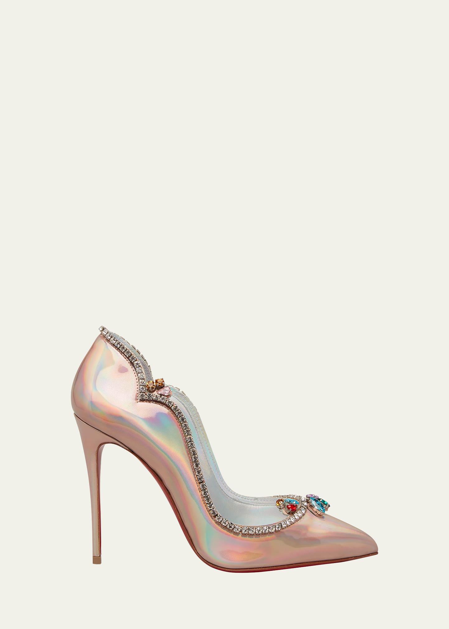 Christian Louboutin Spikaqueen Iridescent Red Sole Pumps