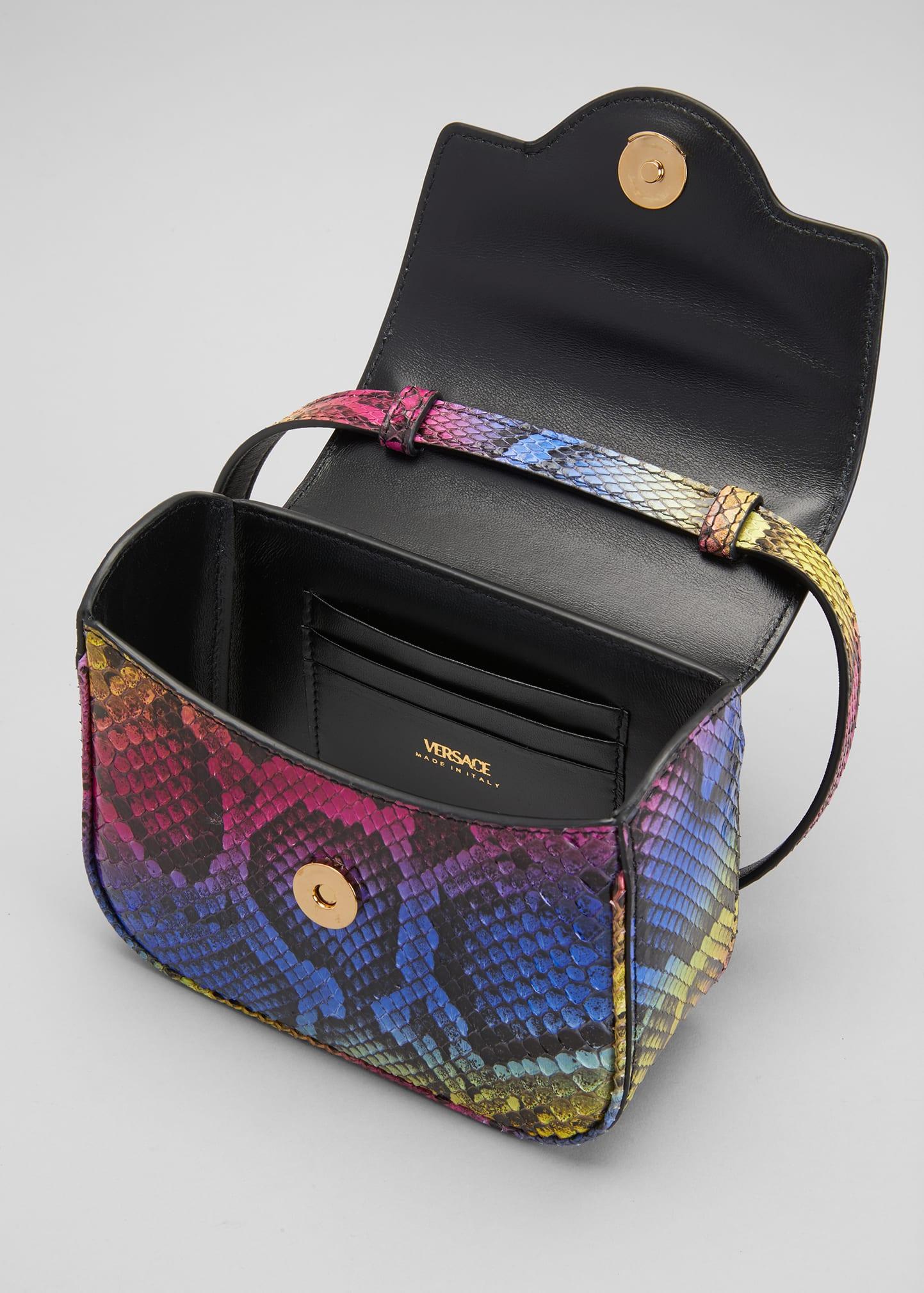 Versace La Medusa Mini Rainbow Python Top-handle Bag in Blue | Lyst
