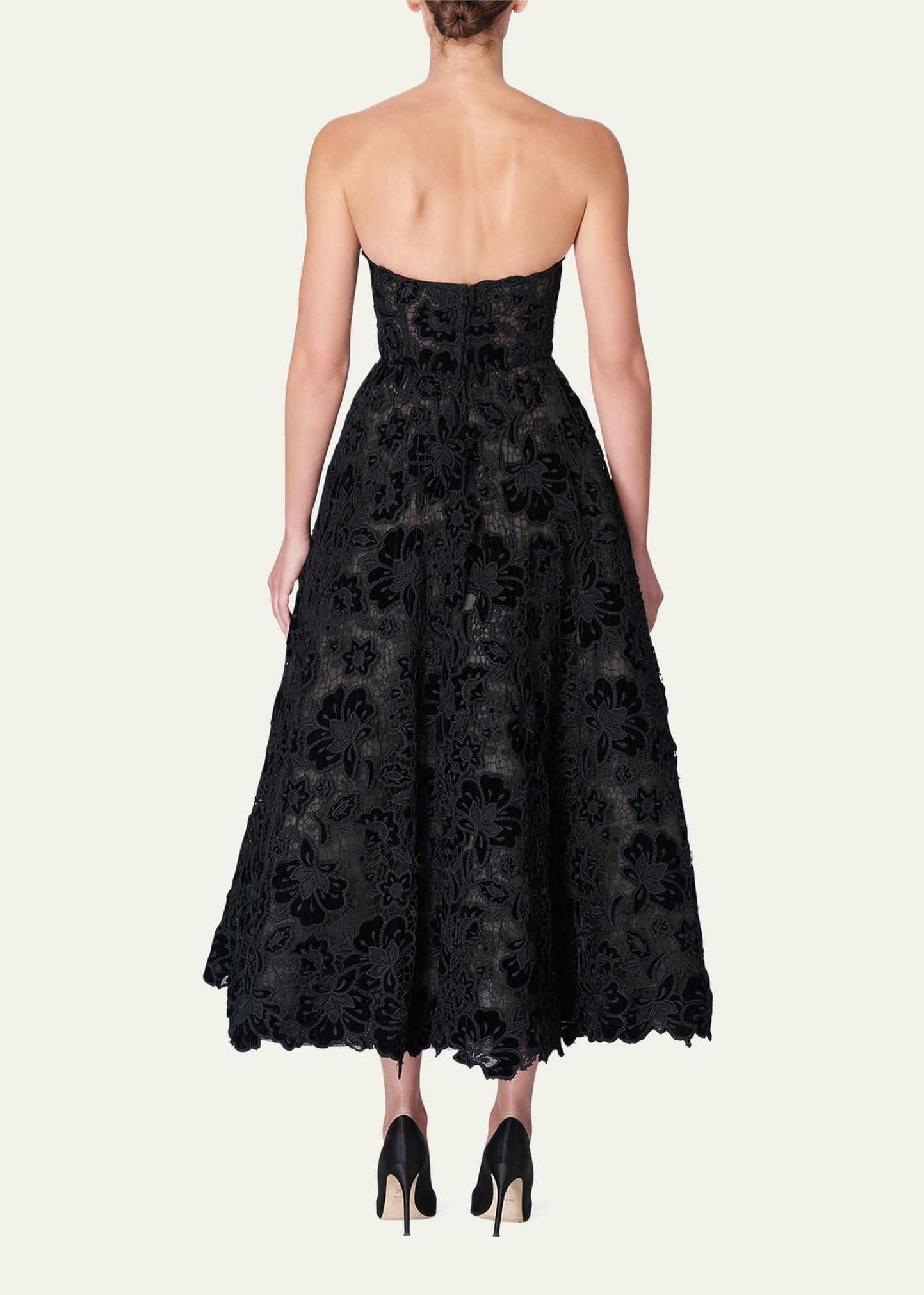 Carolina Herrera Floral Lace Strapless Midi Gown in Black | Lyst Carolina Herrera Floral Lace Strapless Midi Gown in Black | Lyst
