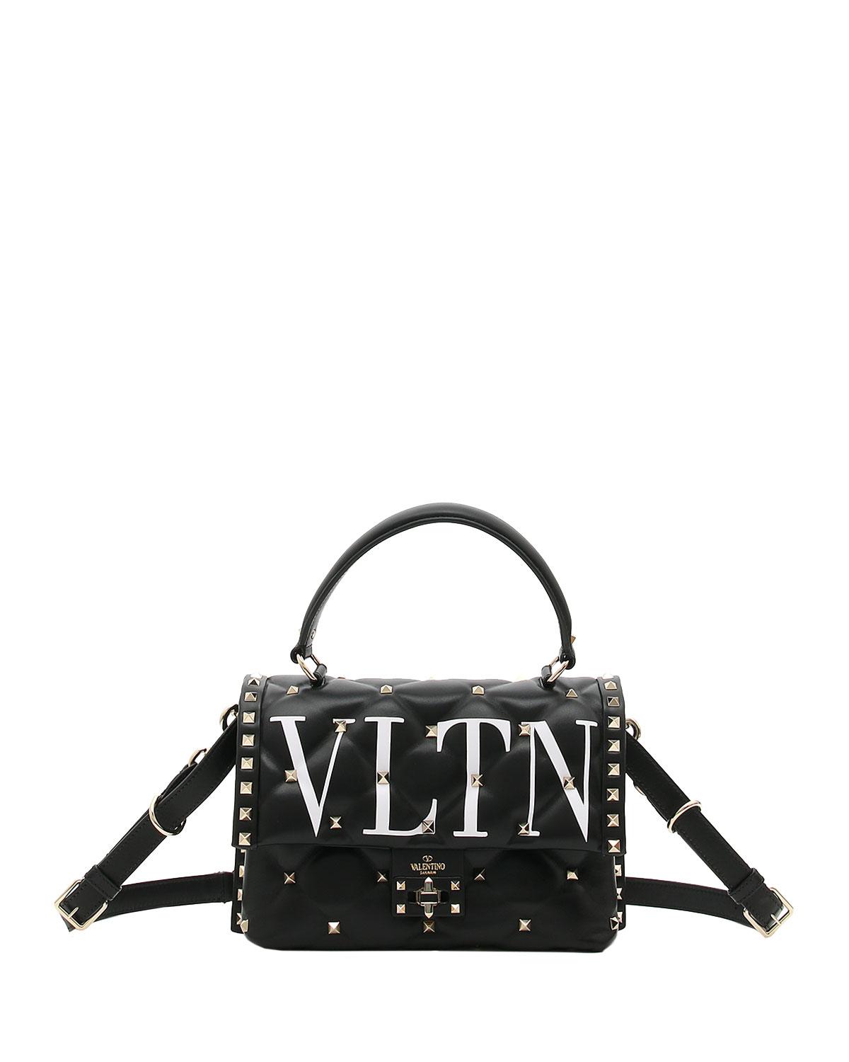 Lyst Valentino Vltn Spike Medium Tophandle Shoulder Bag in Black