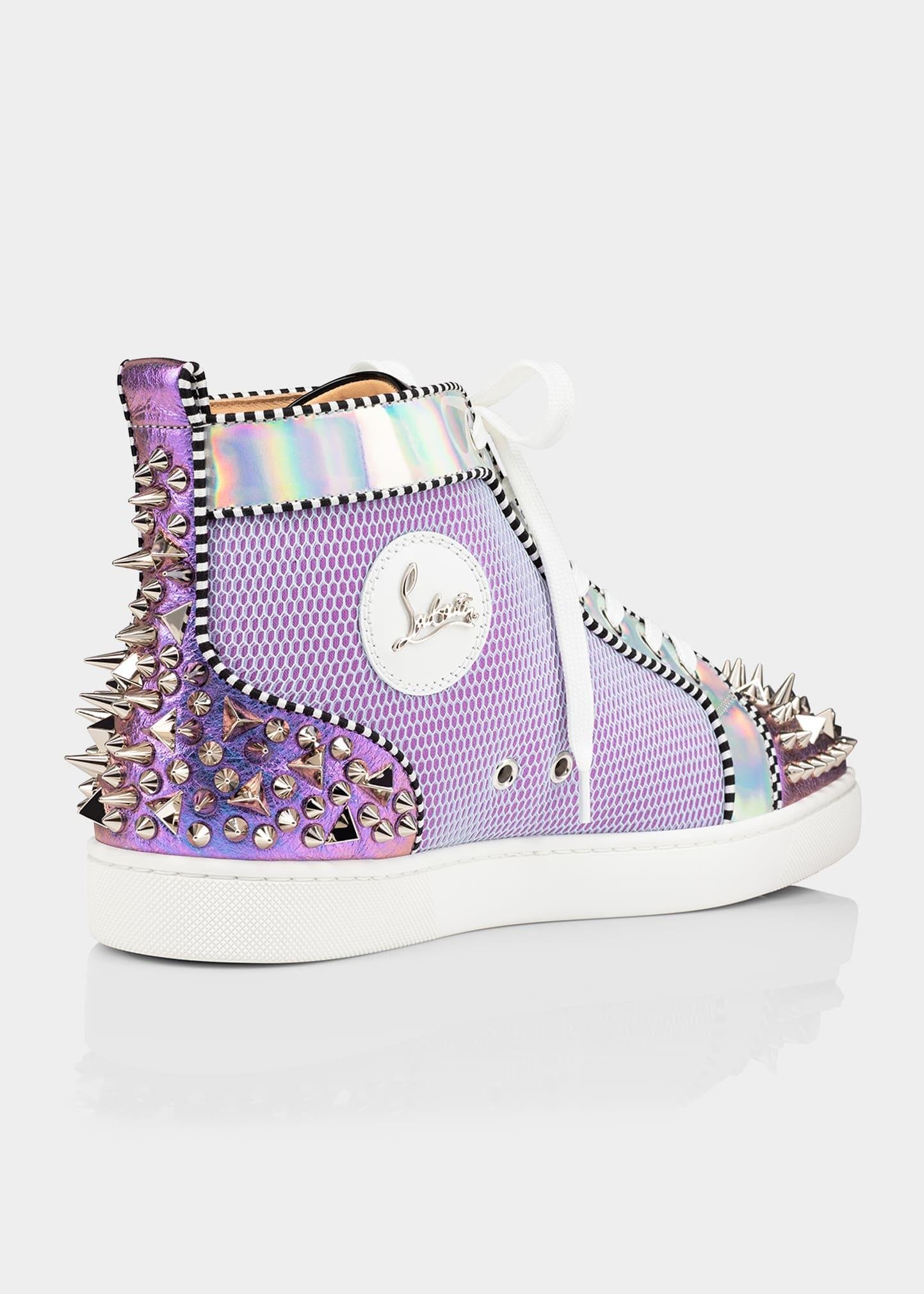 Christian Louboutin Lou Pik Pik 2 Orlato Mesh & Leather Spiked High-top  Sneakers in Purple for Men | Lyst