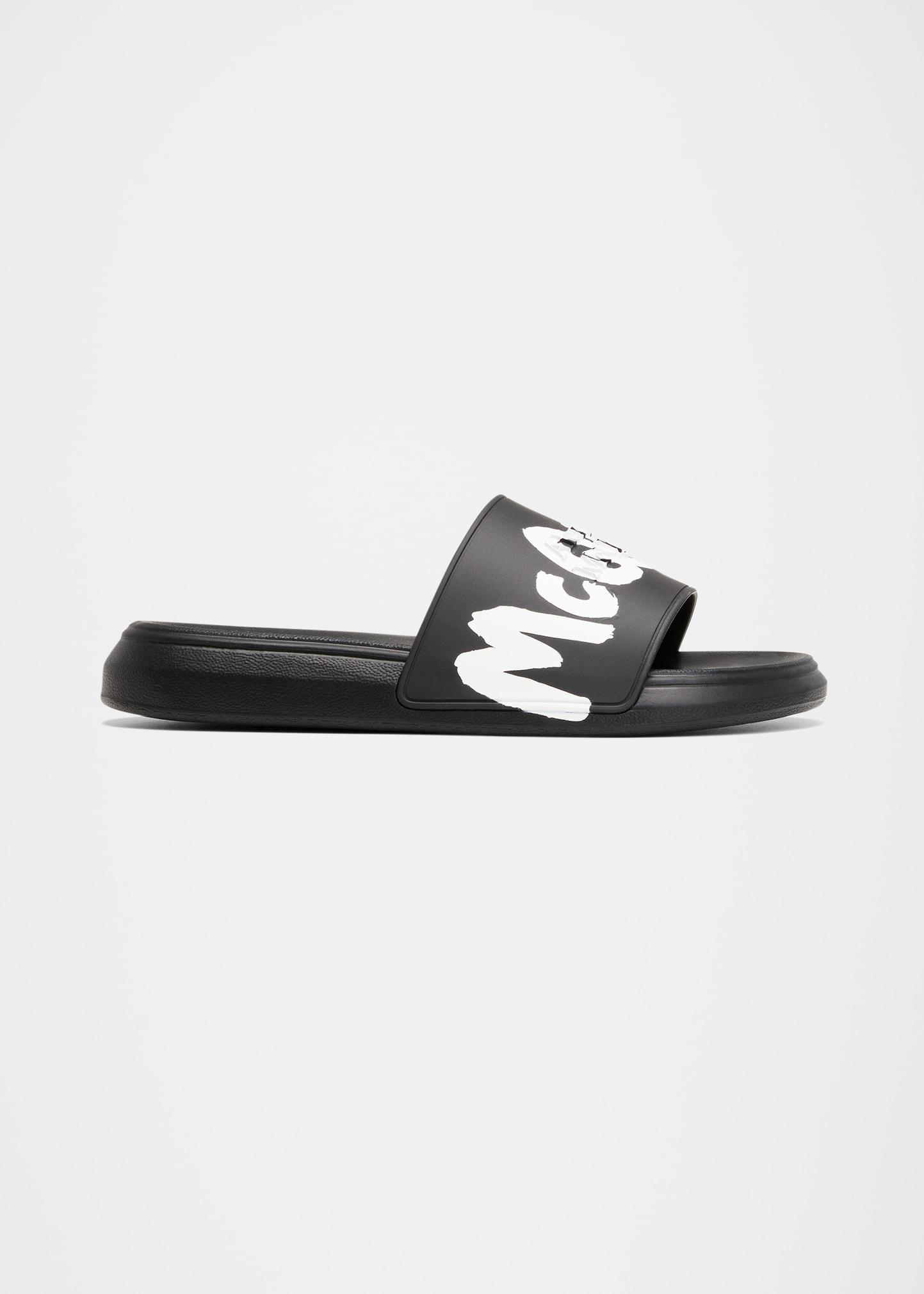 Alexander McQueen Bicolor Logo Rubber Pool Sandals in White | Lyst