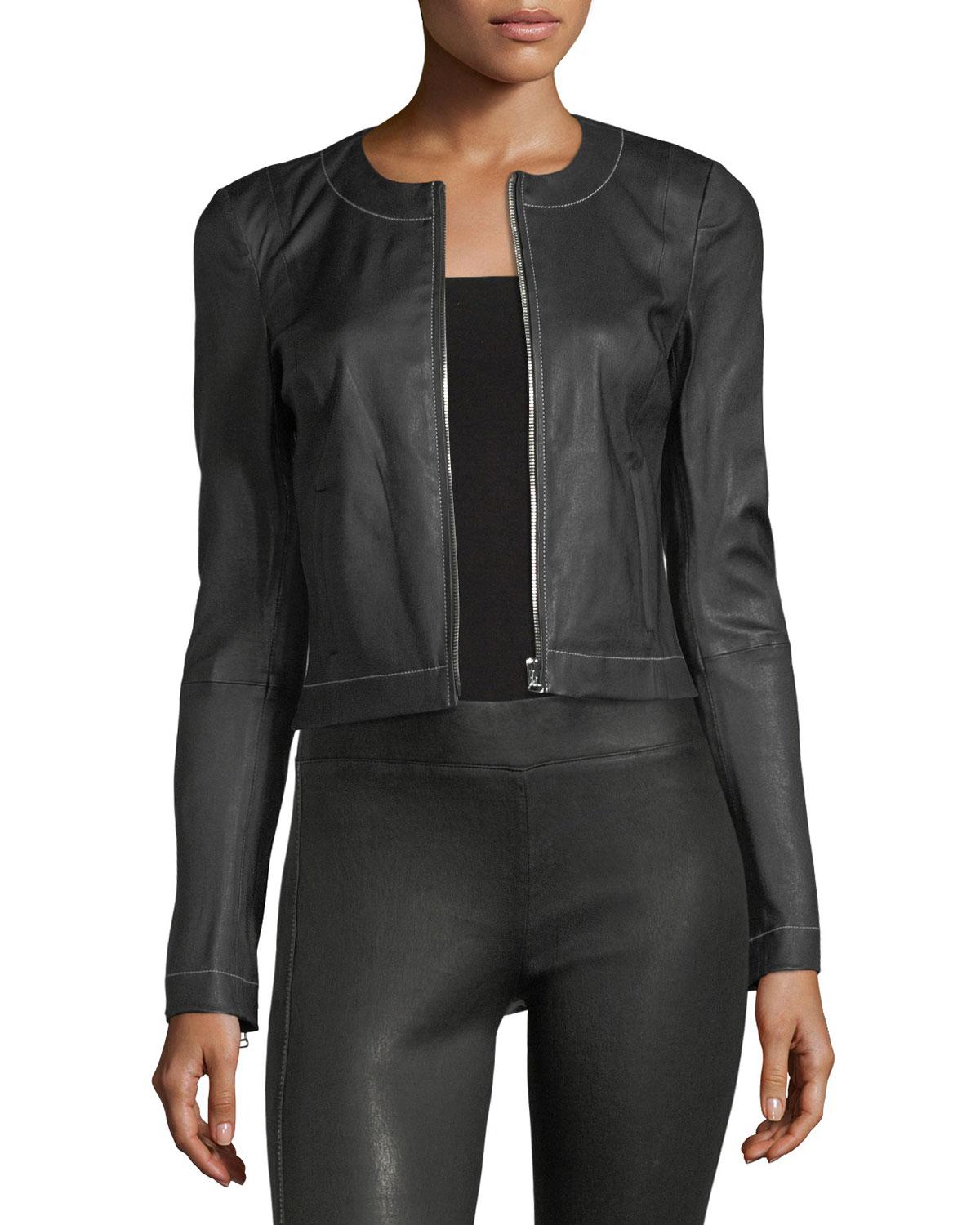 Lyst - Elizabeth And James Helen Zip-front Fitted Leather Jacket With ...