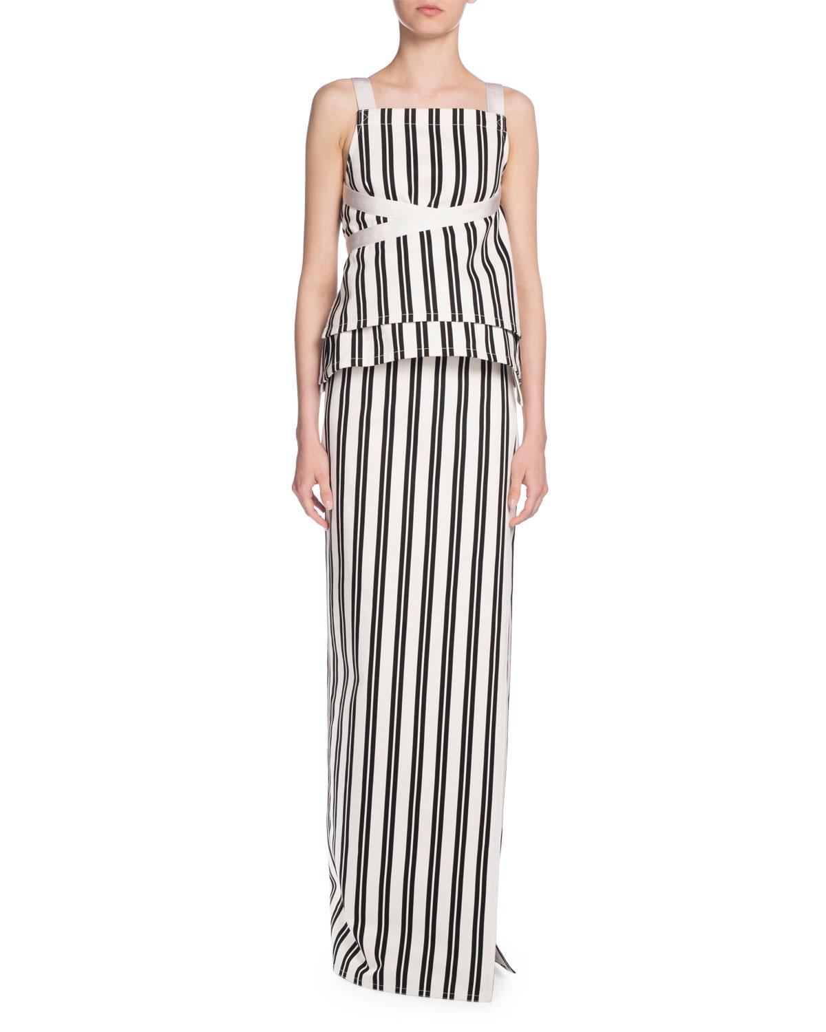 Lyst - Balenciaga Striped Maxi Wrap Skirt in Black
