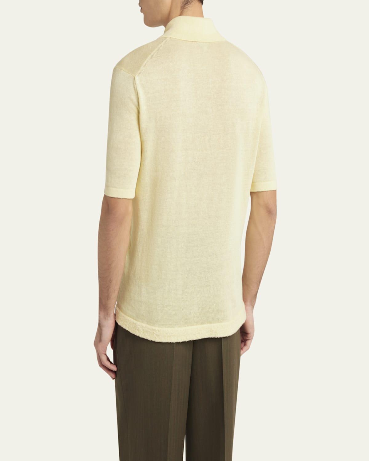Bottega Veneta Linen-Knit Polo in Natural for Men | Lyst