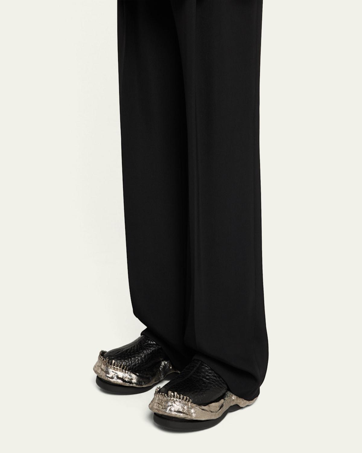 McQueen Wave Metal Jaw Leather Mules in White for Men | Lyst