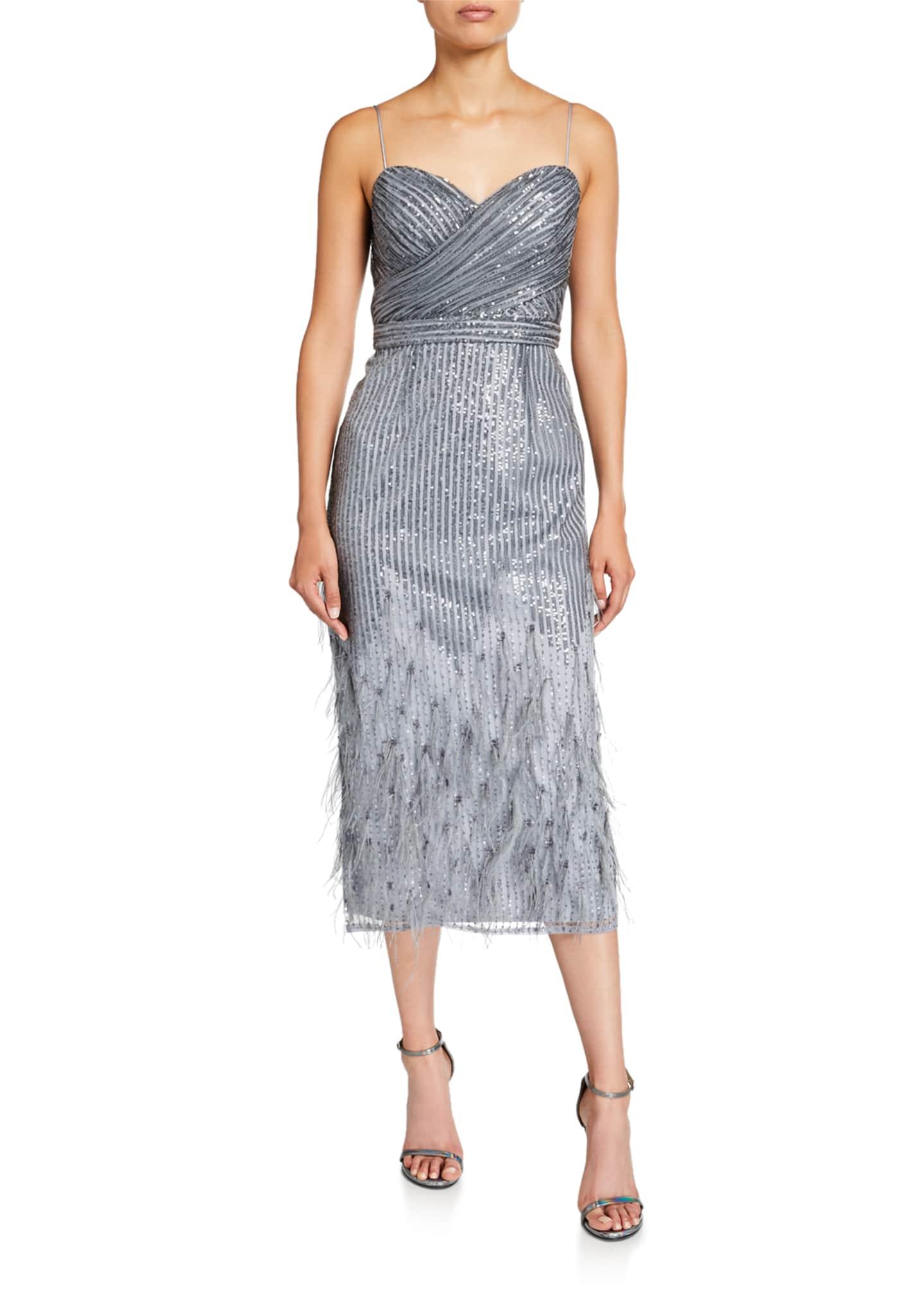 aidan mattox sequin plunge gown