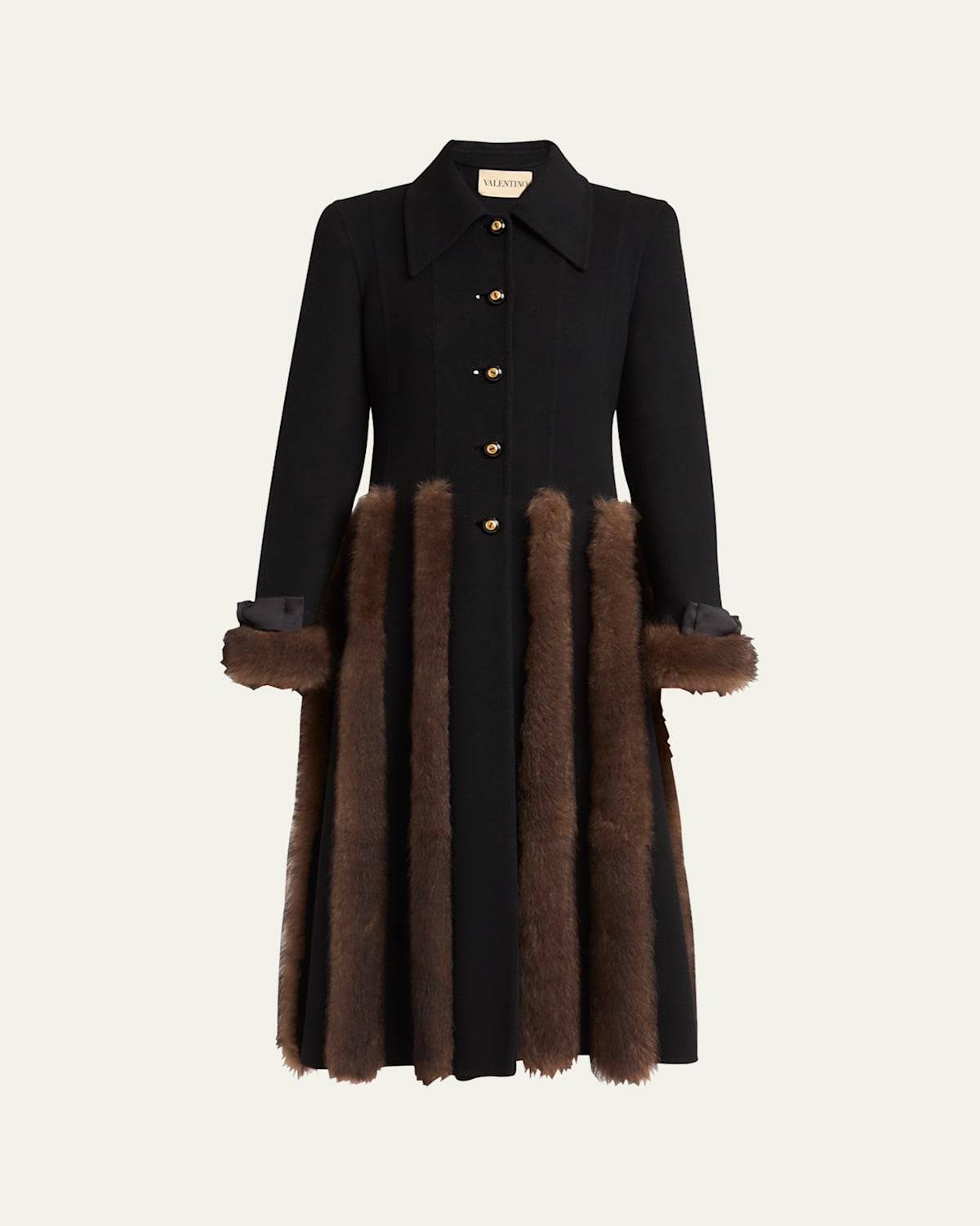 Valentino Garavani Sheep Shearling-Trim Single-Breasted Cashmere 
