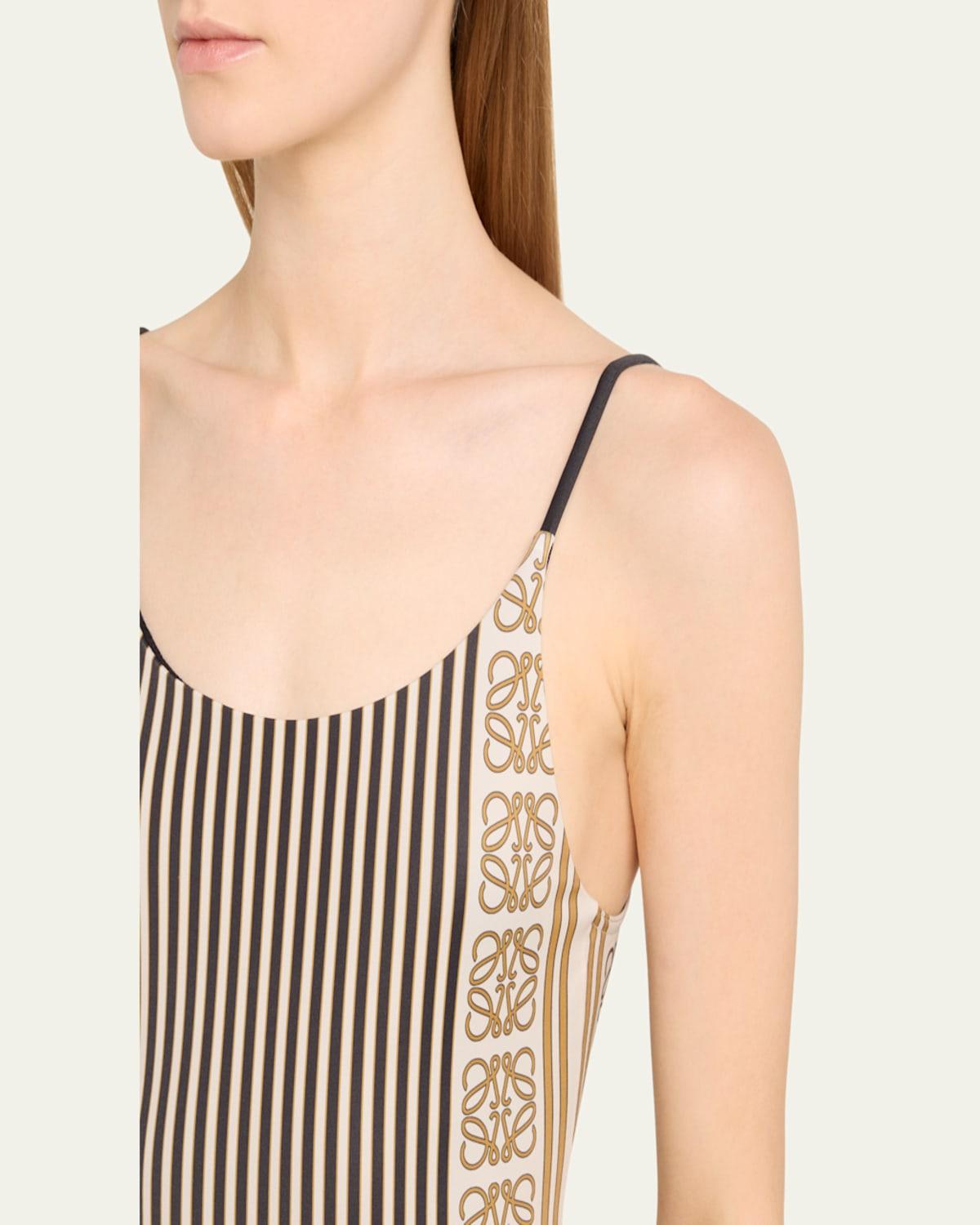 [ LOEWE★ Anagram] 2024ss★striped swimsuit★国内直営店買付 Loewe Paula'S Ibiza Anagram Striped Swimsuit in Brown | Lyst