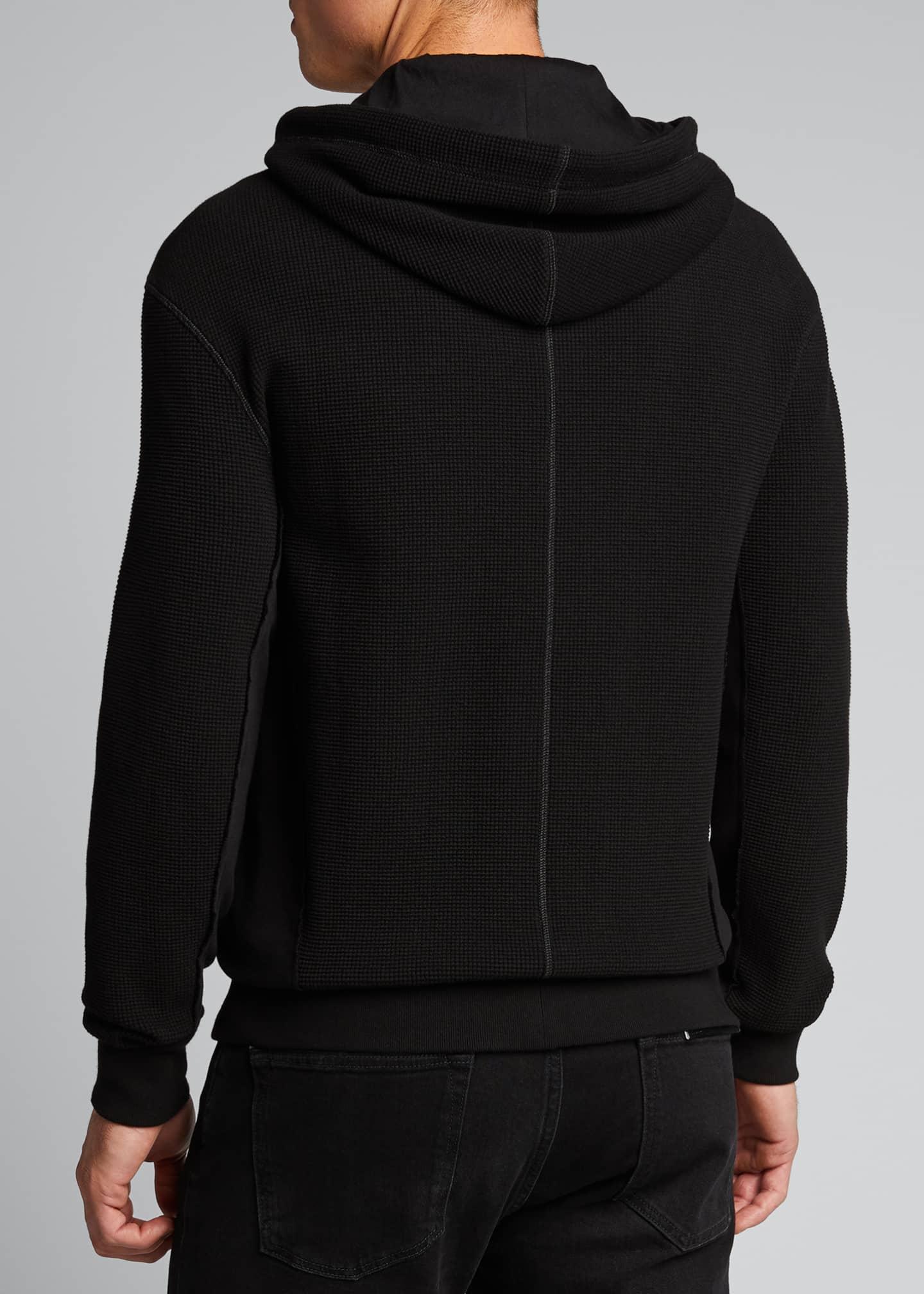 Moncler Cotton Men's Waffleknit Zipfront Hoodie in Black for Men Lyst