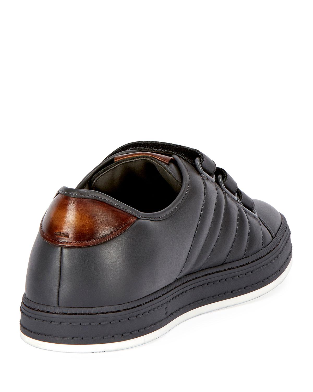 Berluti Playtime Leather Threestrap Sneaker in Gray for