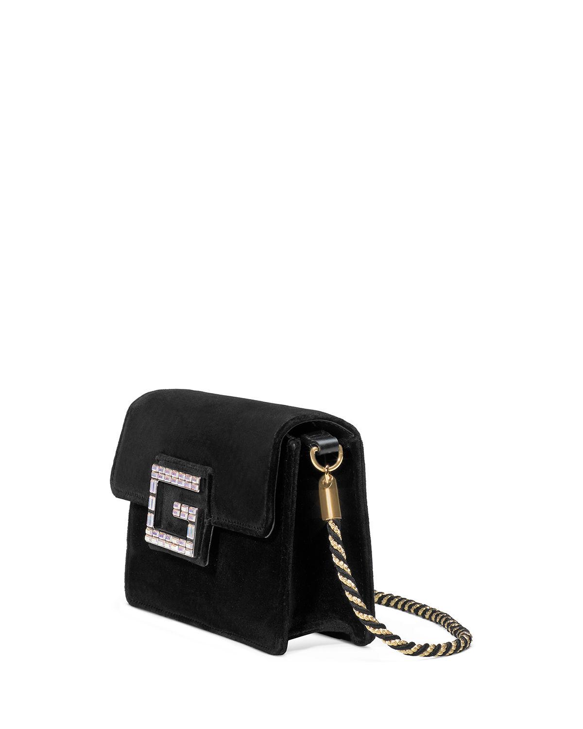 Gucci Velvet Black Shoulder Bag With Square G - Save 30% - Lyst