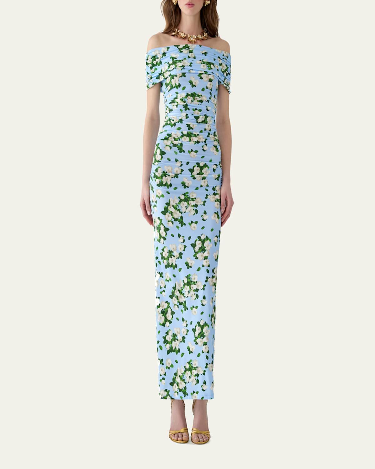 short blue and white dress Sassy Shortcake Floral Cove Dress