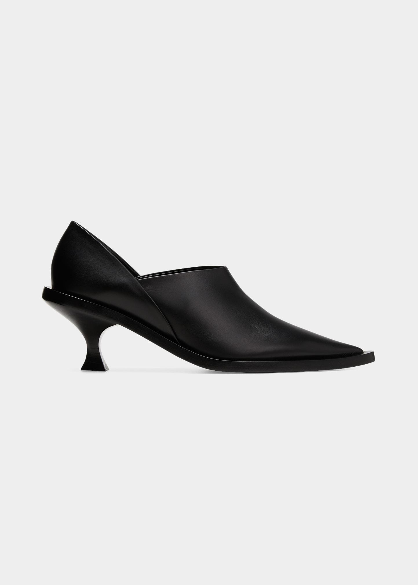 Jil Sander Pointed Leather Kittenheel Pumps in Black Lyst