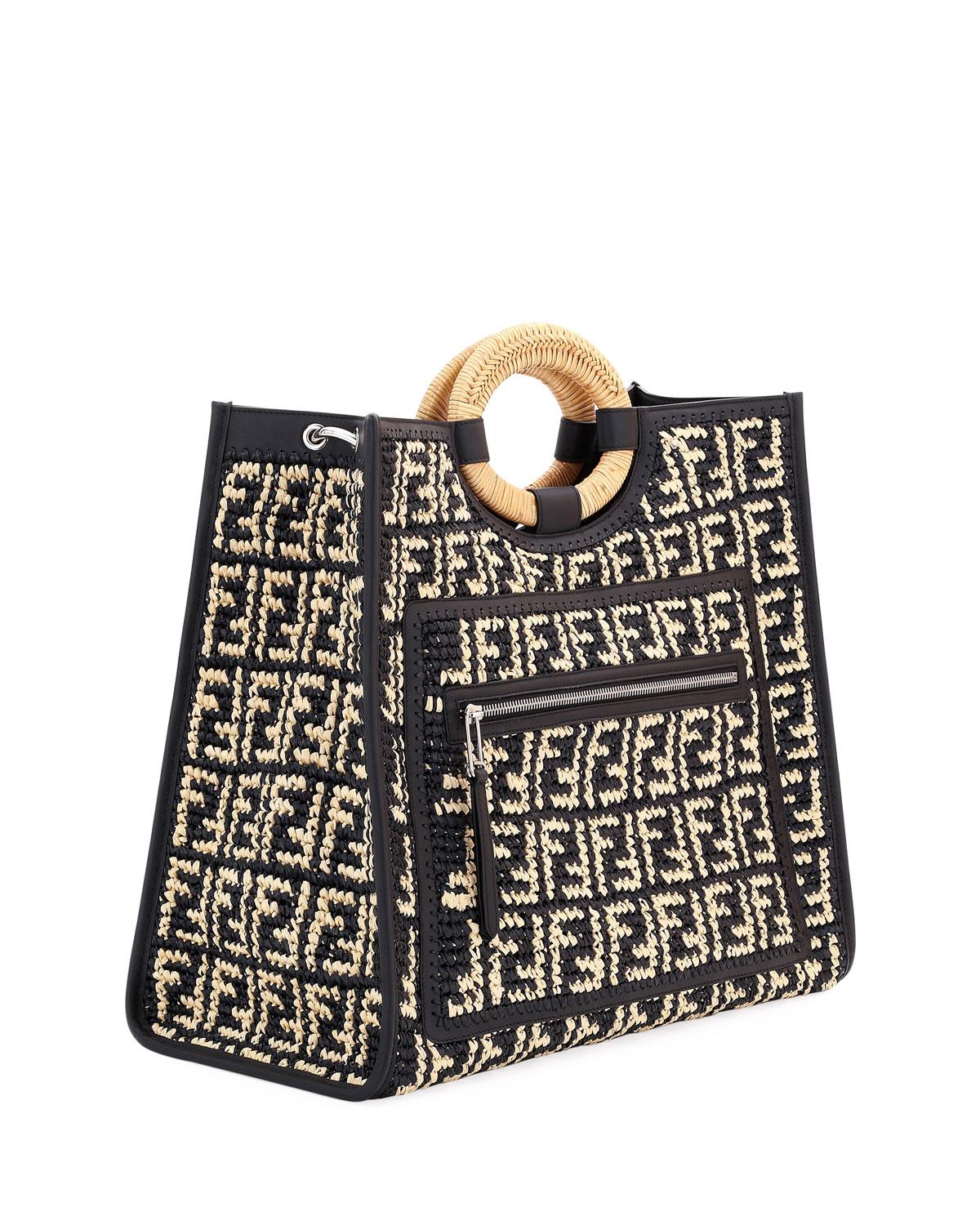 【関税＆送料込み】Fendi Ff Raffia Crochet Roll Large Shopp Roll Large Raffia Brown | Fendi