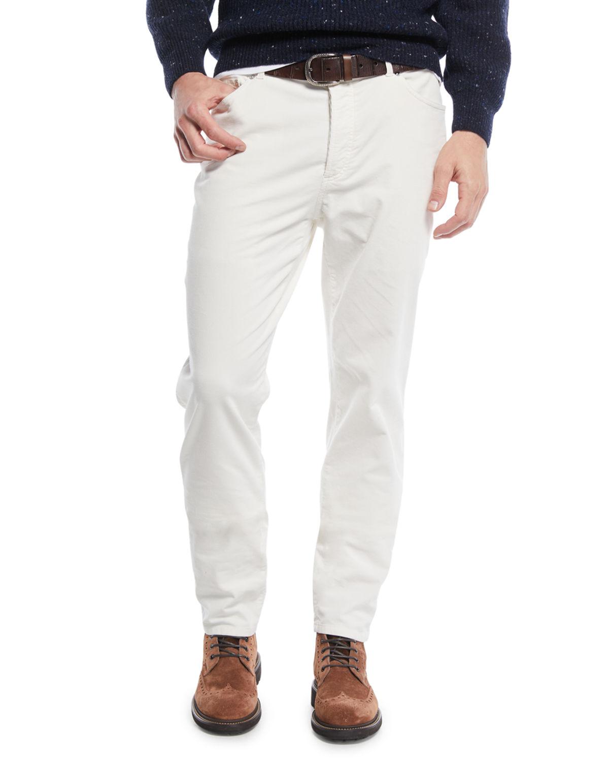 Brunello Cucinelli Men's 5-pocket Fine-wale Corduroy Pants in White for ...