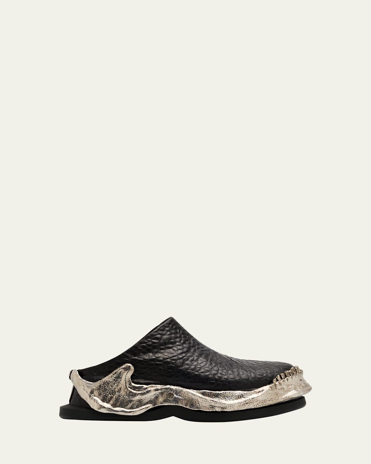 サンダル・ミュール alexander mcqueen Black leather Wave slippers McQueen Wave Metal Jaw Leather Mules in White for Men | Lyst