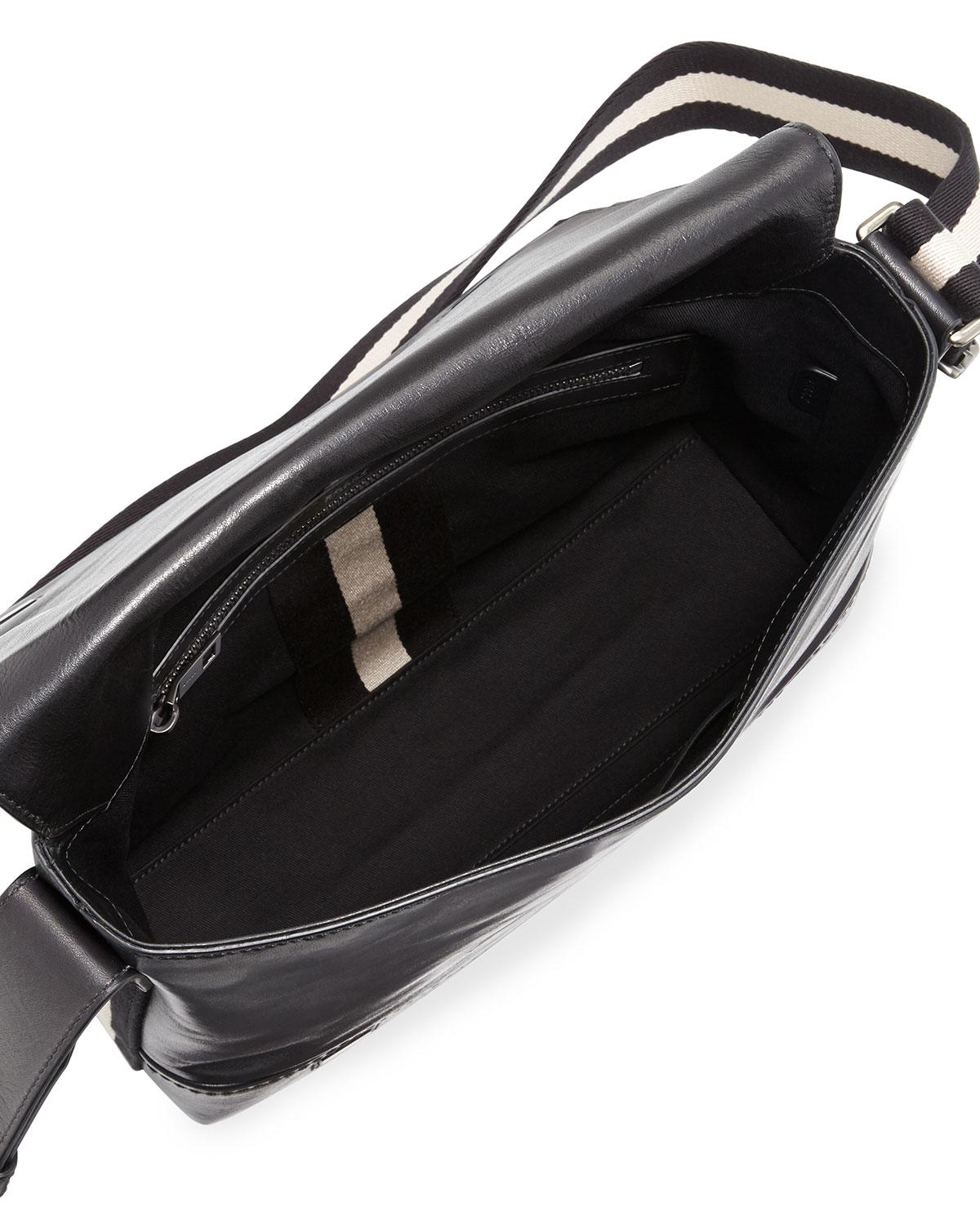 bally leather messenger bag