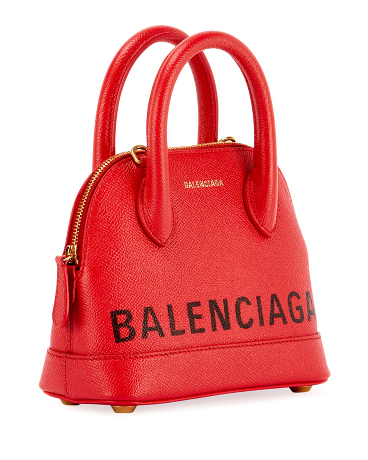 Balenciaga Ville Xxs Pebbled Leather Top-handle Tote Bag in Red - Lyst