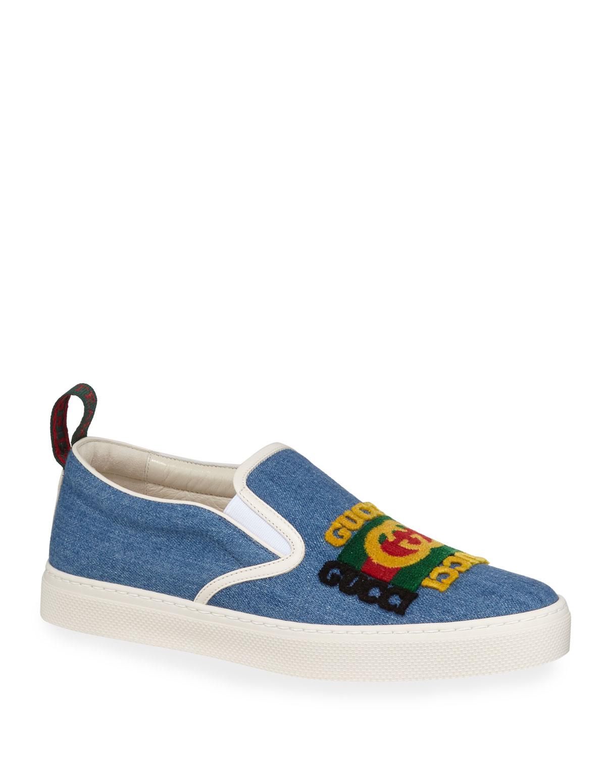 gucci blue slip on