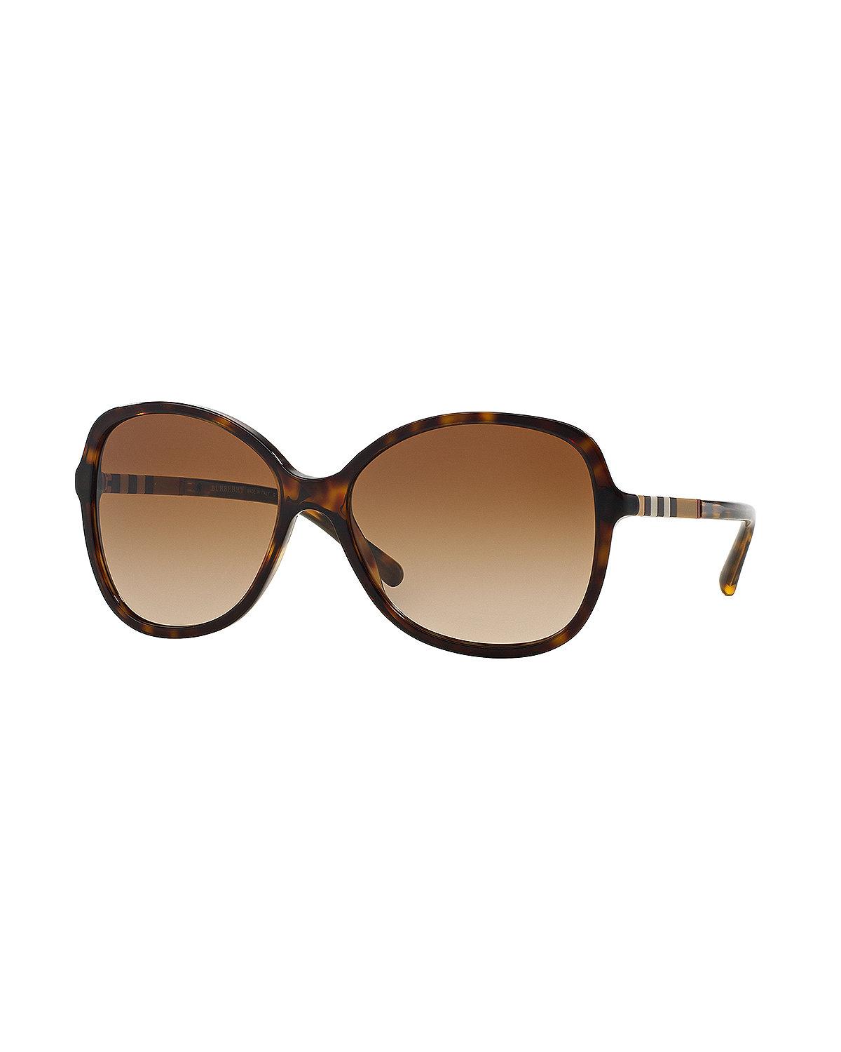 Burberry Oversize Check-temple Square Sunglasses in Brown - Lyst