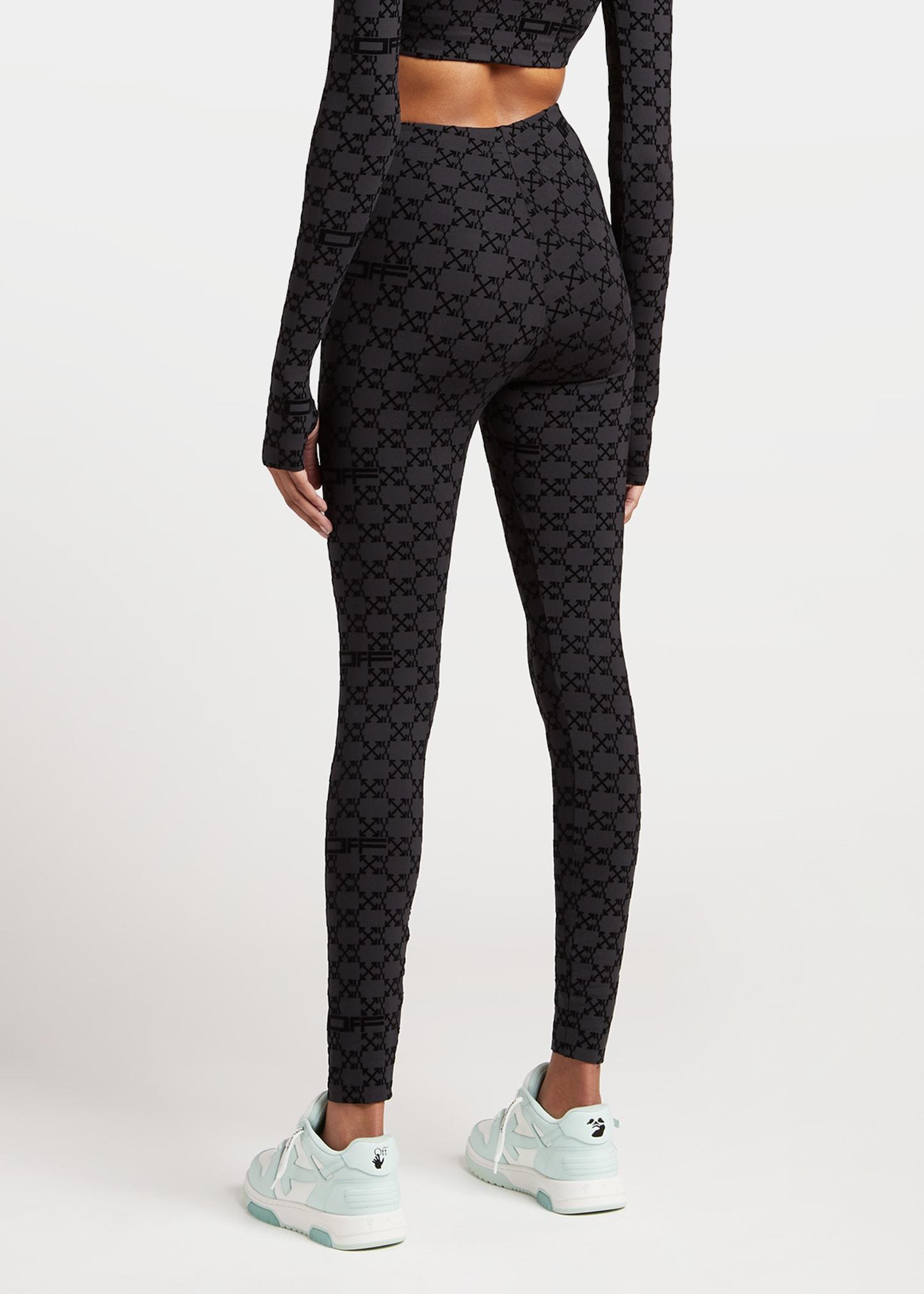 Off-White c/o Virgil Abloh Flock Monogram Leggings in Black | Lyst