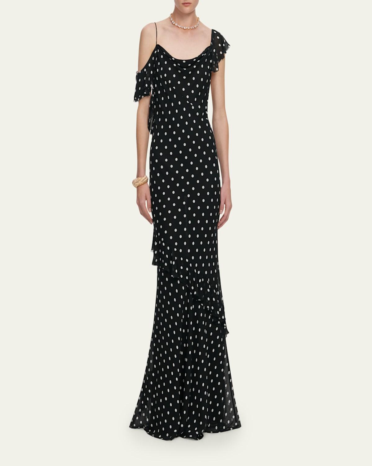 open lace back dress Mirae Maxi Dress - Black Polka Dot main image 0