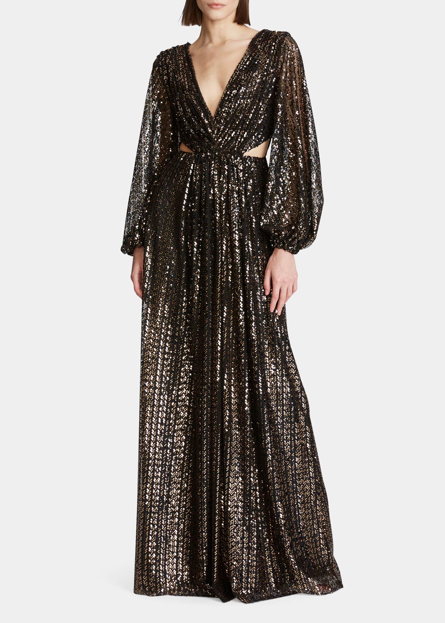 Halston Madelyn Sequin Evening Gown in Black | Lyst