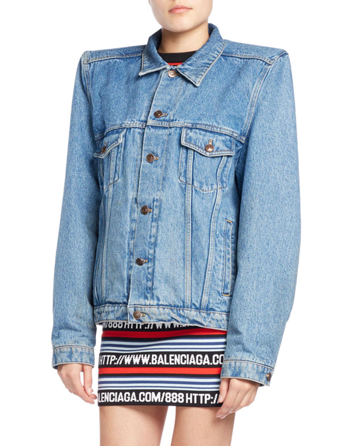 padded shoulder denim jacket