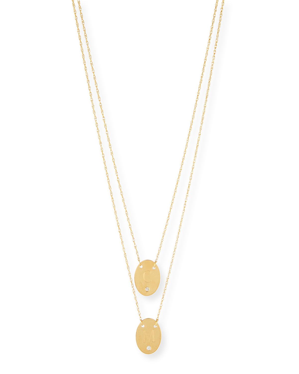 Jennifer Zeuner Double Oval Disc Personalized Necklace In Yellow Lyst Tap To Visit Site