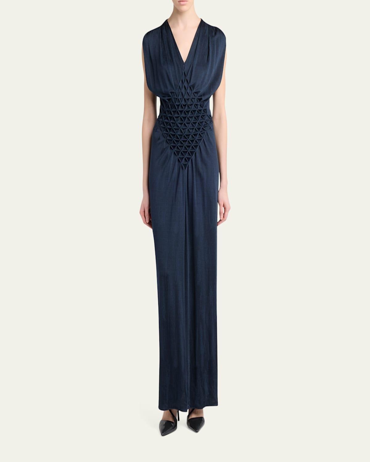 black feather evening dress Giorgio Armani 1990s Black Silk Gown – Sweet Disorder Vintage main image 0