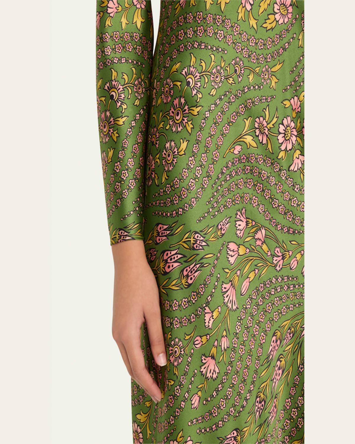 Veronica Beard Gemma Floral Long-Sleeve Maxi Dress in Green | Lyst